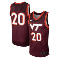 Virginia Tech Hokies Basketball Jersey, Maroon Sportswear Jersey Shirt, Sleeveless Athletic Tank Jersey, Casual Gift for Men, Style 200398460