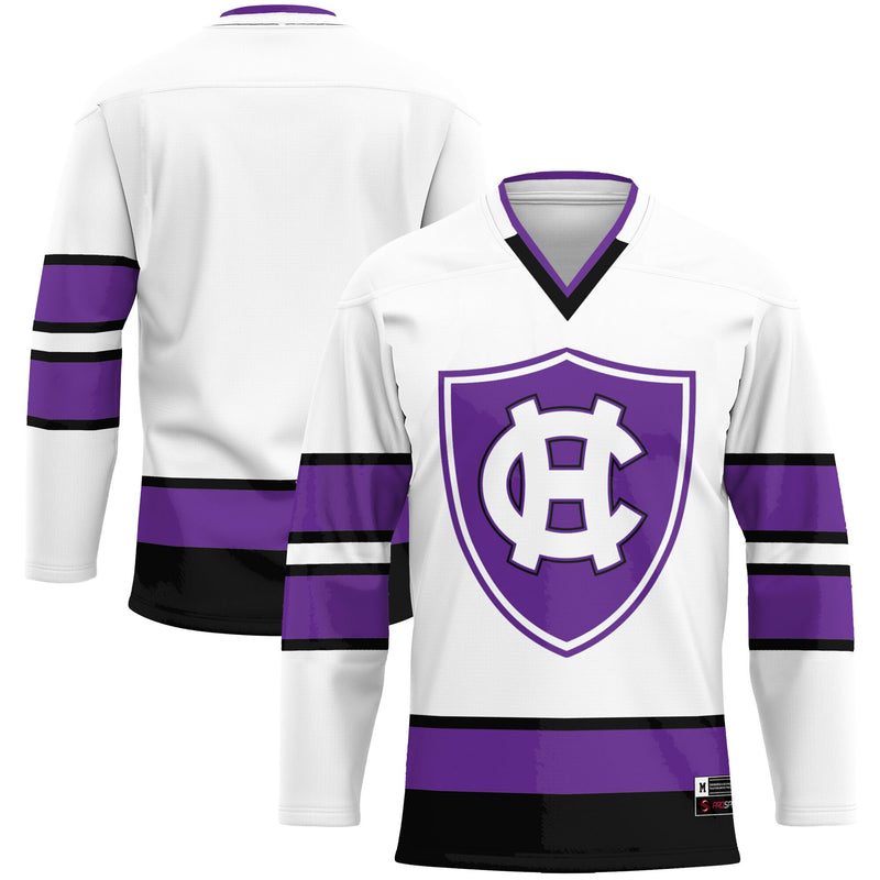 Holy Cross Crusaders Hockey Jersey, White Sportswear Jersey Shirt, Long Sleeve Hockey Sweater Jersey, Casual Gift for Men