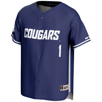 BYU Cougars Baseball Jersey, Navy Lightweight Sportswear Jersey Shirt, Lightweight Breathable Athletic Jersey, Casual Gift for Men