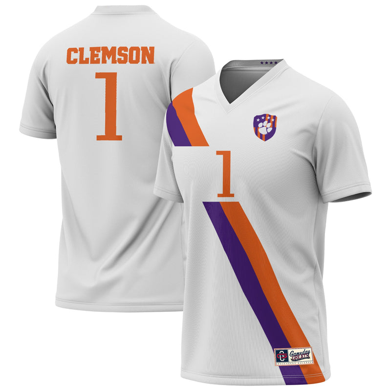 Clemson Tigers Lightweight Collegiate Soccer Jersey, White Sportswear Jersey Shirt, Lightweight Breathable Athletic Jersey, Casual Gift for Men
