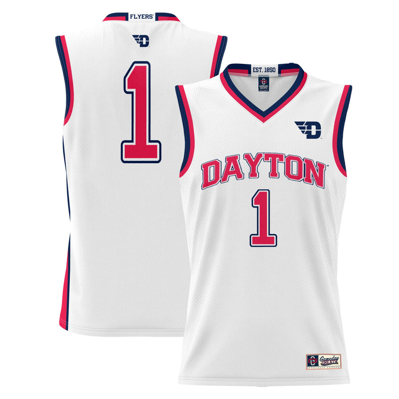 Dayton Flyers Basketball Jersey, White Lightweight Sportswear Jersey Shirt, Sleeveless Athletic Tank Jersey, Casual Gift for Men