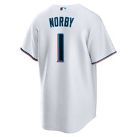 Connor Norby Miami Marlins Baseball Jersey, White Replica Sportswear Jersey Shirt, Lightweight Breathable Athletic Jersey, Casual Gift for Men