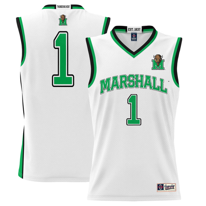Marshall Thundering Herd Basketball Jersey, White Lightweight Sportswear Jersey Shirt, Sleeveless Athletic Tank Jersey, Casual Gift for Men