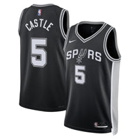 Stephon Castle San Antonio Spurs Basketball Jersey, Black Swingman Sportswear Jersey Shirt, Sleeveless Athletic Tank Jersey, Casual Gift for Men
