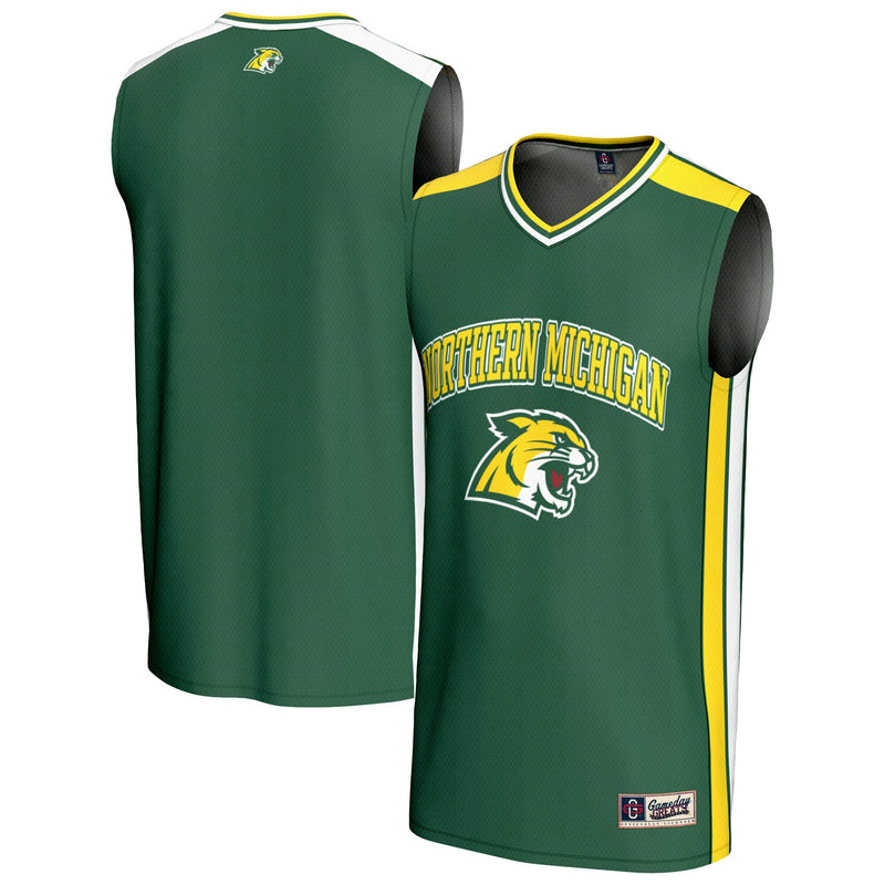 Northern Michigan Wildcats Basketball Jersey, Green Sportswear Jersey Shirt, Sleeveless Athletic Tank Jersey, Casual Gift for Men