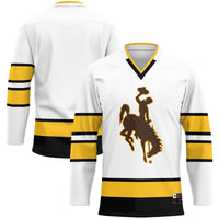 Wyoming Cowboys Hockey Jersey, White Sportswear Jersey Shirt, Long Sleeve Hockey Sweater Jersey, Casual Gift for Men