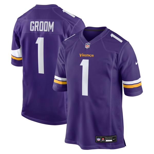 Minnesota Vikings Number 1 Groom Purple Game Jersey