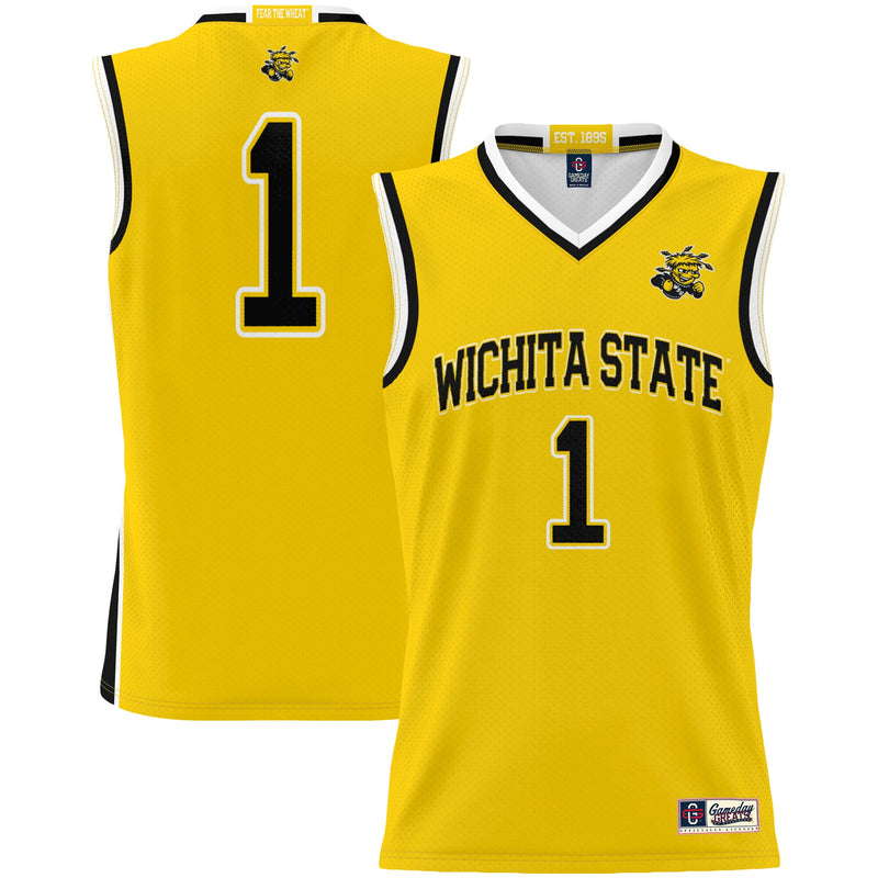 Wichita State Shockers Basketball Jersey, Yellow Sportswear Jersey Shirt, Sleeveless Athletic Tank Jersey, Casual Gift for Men