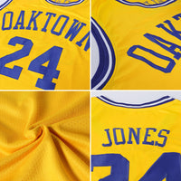 Custom Basketball Jersey, Gold Royal White Authentic Sportswear Jersey Shirt, Athletic Mesh Moisture Wicking Jersey, Casual Gift for Men