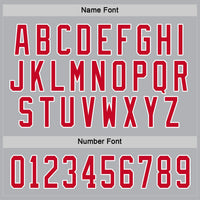 Custom Hockey Jersey, Gray Red White Sportswear Jersey Shirt, Athletic Long Sleeve V Neck Jersey, Casual Gift for Men