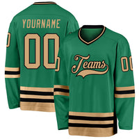 Custom Hockey Jersey, Kelly Green Old Sportswear Jersey Shirt, Athletic Long Sleeve V Neck Jersey, Casual Gift for Men, Style KellyGreen0152