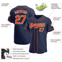 Custom Baseball Jersey, Navy Orange White Sportswear Jersey Shirt, Athletic Button Down Moisture Wicking Jersey, Casual Gift for Men