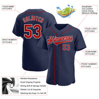 Custom Baseball Jersey, Navy Red Sportswear Jersey Shirt, Athletic Button Down Moisture Wicking Jersey, Casual Gift for Men, Style Navy0098