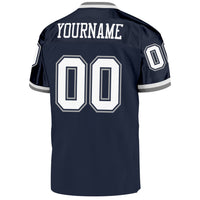 Custom Football Jersey, Navy White Gray Sportswear Jersey Shirt, Athletic Mesh Moisture Wicking Jersey, Casual Gift for Men, Style Navy0211