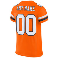 Custom Football Jersey, Orange White Navy Sportswear Jersey Shirt, Athletic Mesh Moisture Wicking Jersey, Casual Gift for Men