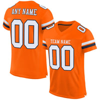 Custom Football Jersey, Orange White Navy Sportswear Jersey Shirt, Athletic Mesh Moisture Wicking Jersey, Casual Gift for Men