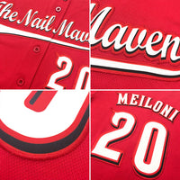 Custom Baseball Jersey, Red White Navy Sportswear Jersey Shirt, Athletic Button Down Moisture Wicking Jersey, Casual Gift for Men, Style Red0018