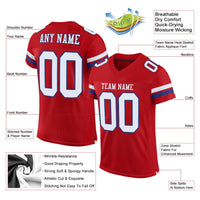Custom Football Jersey, Red White Royal Sportswear Jersey Shirt, Athletic Mesh Moisture Wicking Jersey, Casual Gift for Men, Style Red0087