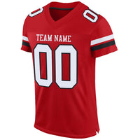 Custom Football Jersey, Red White Black Sportswear Jersey Shirt, Athletic Mesh Moisture Wicking Jersey, Casual Gift for Men