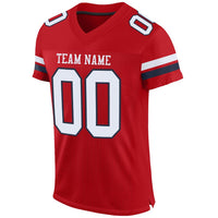 Custom Football Jersey, Red White Navy Sportswear Jersey Shirt, Athletic Mesh Moisture Wicking Jersey, Casual Gift for Men