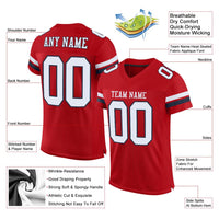 Custom Football Jersey, Red White Navy Sportswear Jersey Shirt, Athletic Mesh Moisture Wicking Jersey, Casual Gift for Men