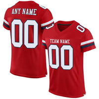 Custom Football Jersey, Red White Navy Sportswear Jersey Shirt, Athletic Mesh Moisture Wicking Jersey, Casual Gift for Men