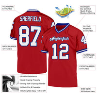 Custom Football Jersey, Red White Royal Sportswear Jersey Shirt, Athletic Mesh Moisture Wicking Jersey, Casual Gift for Men, Style Red0235