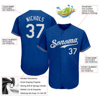 Custom Baseball Jersey, Royal White Sportswear Jersey Shirt, Athletic Button Down Moisture Wicking Jersey, Casual Gift for Men, Style Royal0034