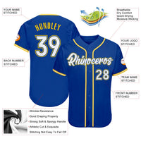 Custom Baseball Jersey, Royal White Gold Sportswear Jersey Shirt, Athletic Button Down Moisture Wicking Jersey, Casual Gift for Men