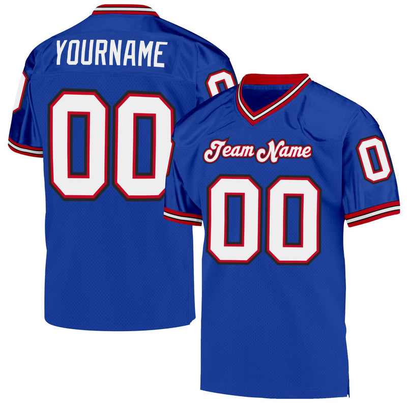 Custom Football Jersey, Royal White Red Sportswear Jersey Shirt, Athletic Mesh Moisture Wicking Jersey, Casual Gift for Men, Style Royal0152