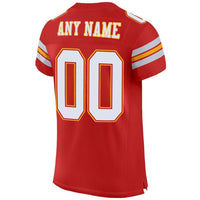 Custom Football Jersey, Scarlet White Gold Sportswear Jersey Shirt, Athletic Mesh Moisture Wicking Jersey, Casual Gift for Men