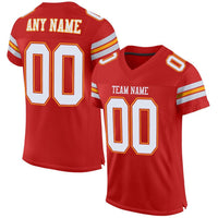Custom Football Jersey, Scarlet White Gold Sportswear Jersey Shirt, Athletic Mesh Moisture Wicking Jersey, Casual Gift for Men