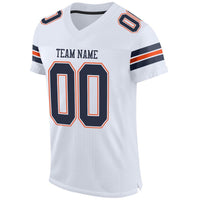 Custom Football Jersey, White Navy Orange Sportswear Jersey Shirt, Athletic Mesh Moisture Wicking Jersey, Casual Gift for Men