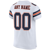 Custom Football Jersey, White Navy Orange Sportswear Jersey Shirt, Athletic Mesh Moisture Wicking Jersey, Casual Gift for Men
