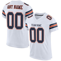 Custom Football Jersey, White Navy Orange Sportswear Jersey Shirt, Athletic Mesh Moisture Wicking Jersey, Casual Gift for Men