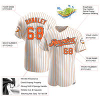 Custom Baseball Jersey, White Orange Black Pinstripe Sportswear Jersey Shirt, Athletic Button Down Moisture Wicking Jersey, Casual Gift for Men