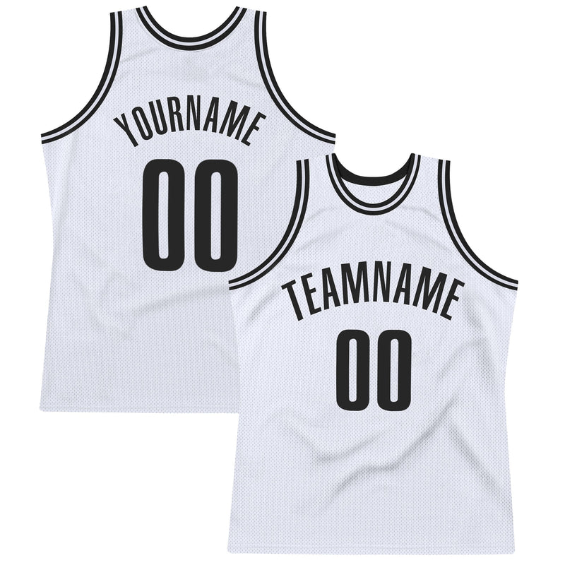 Custom Basketball Jersey, White Black Authentic Throwback Sportswear Jersey Shirt, Athletic Mesh Moisture Wicking Jersey, Casual Gift for Men