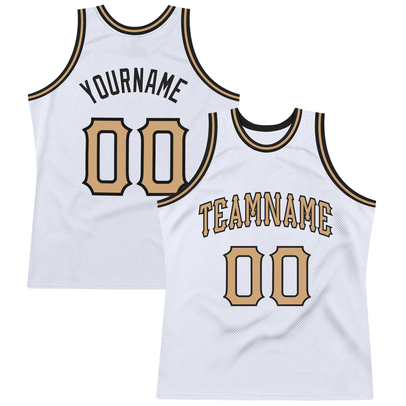 Custom Basketball Jersey, White Old Gold Black Throwback Sportswear Jersey Shirt, Athletic Mesh Moisture Wicking Jersey, Casual Gift for Men
